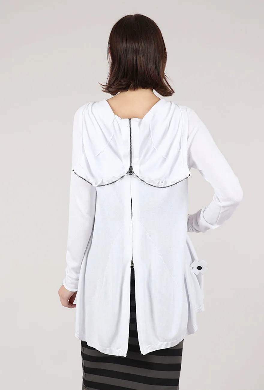 2 Zip Sweater Jacket, White Smooth Finish