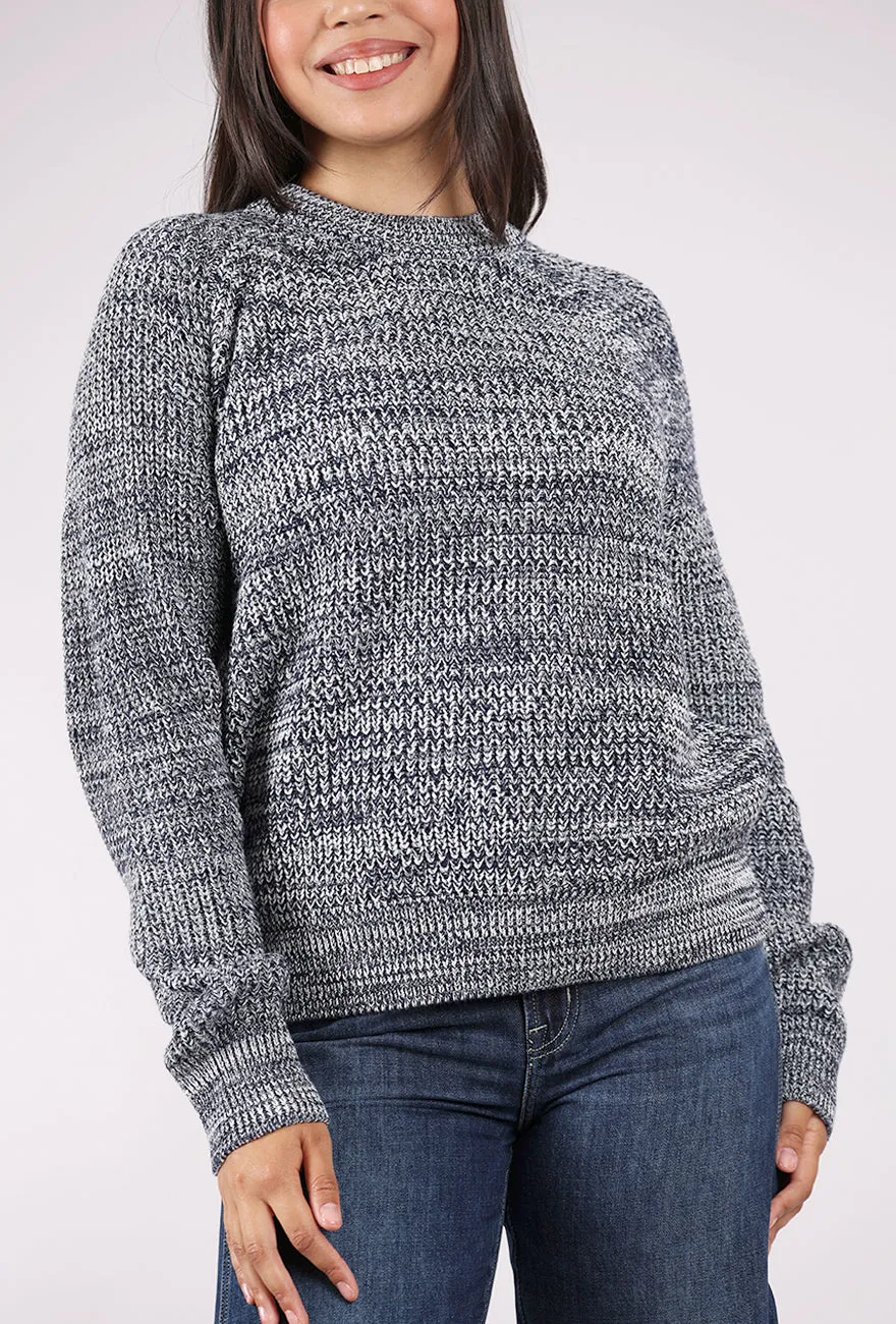 3/4 Sleeve Edie Raglan Sweater, Navy Marl