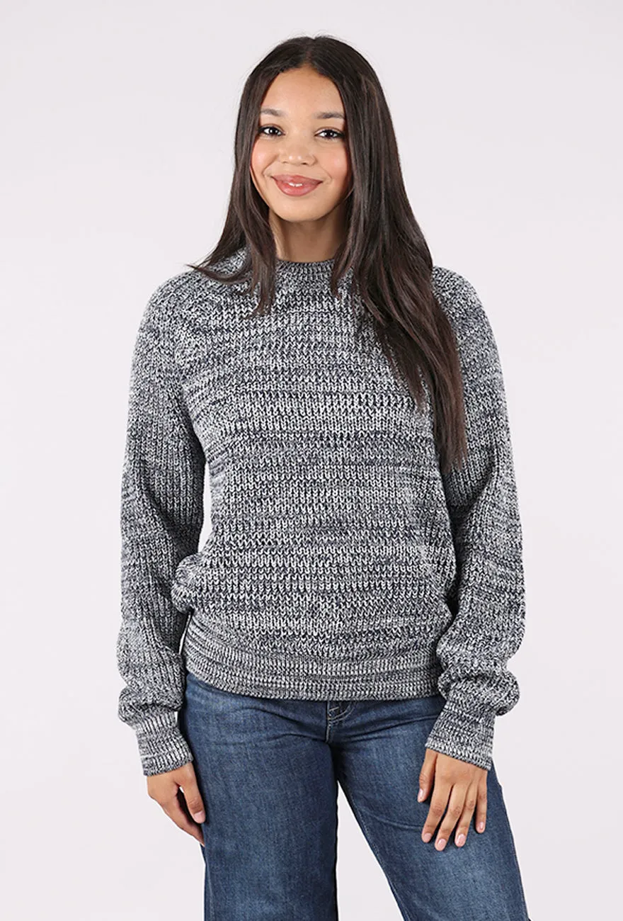 Classic winter pullover Classic wool blend sweater Edie Raglan Sweater, Navy Marl