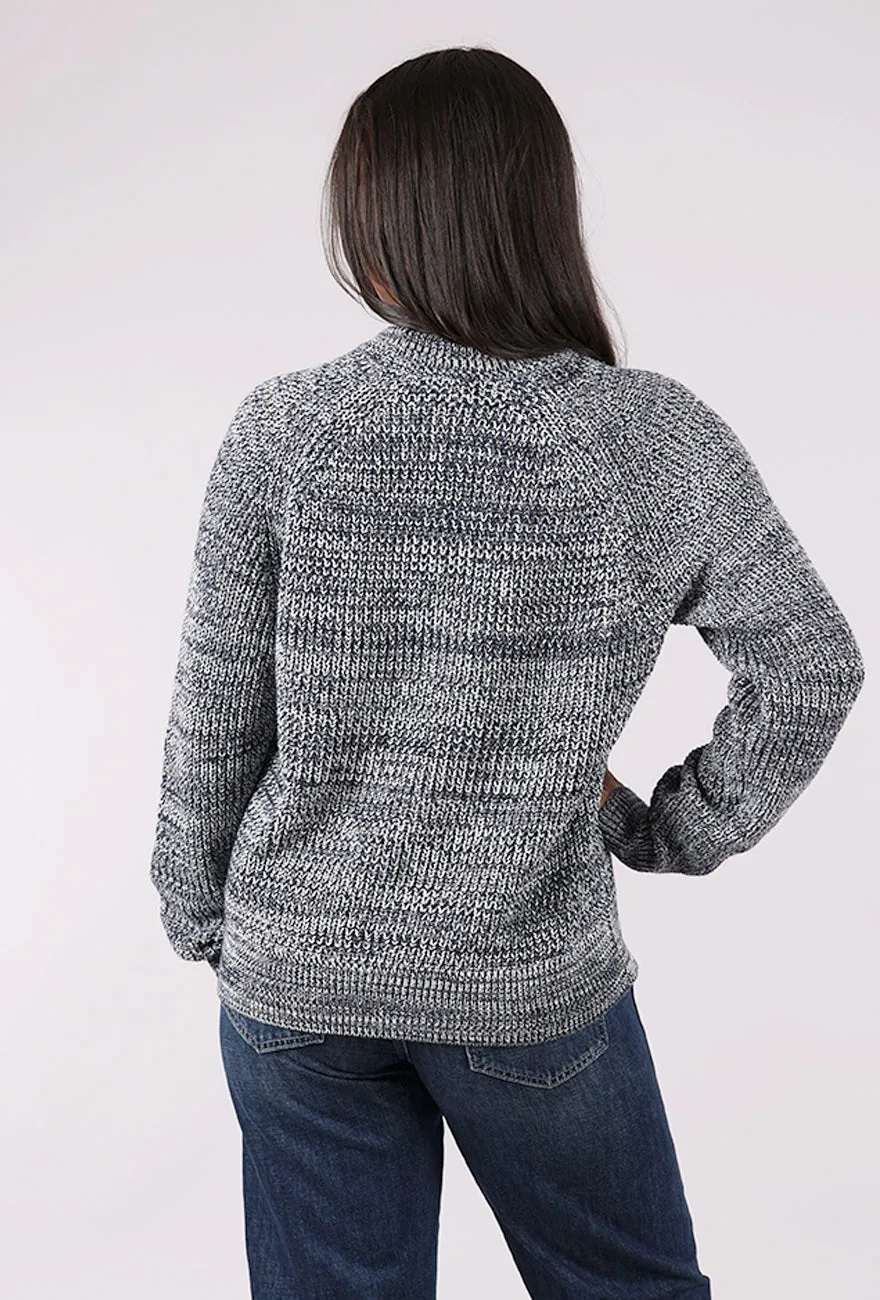 3/4 Sleeve Edie Raglan Sweater, Navy Marl