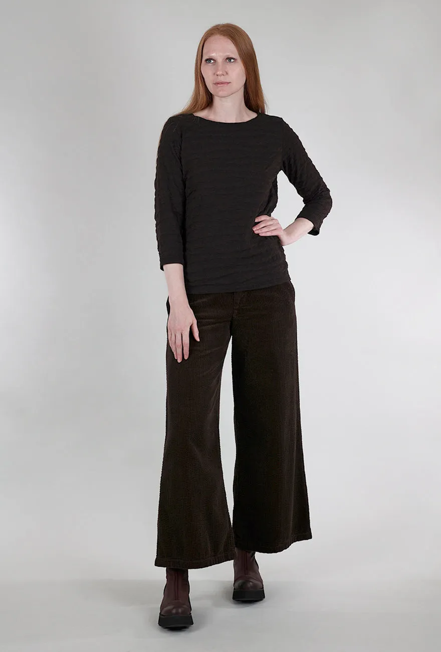 3/4-Sleeve Texture Boatneck Top, Mahogany Seamless Fit