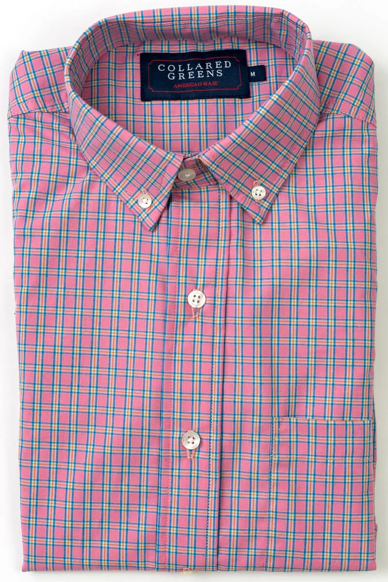 7/10 Sleeve Neat Cary: Brookline Button Down - Pink/Blue