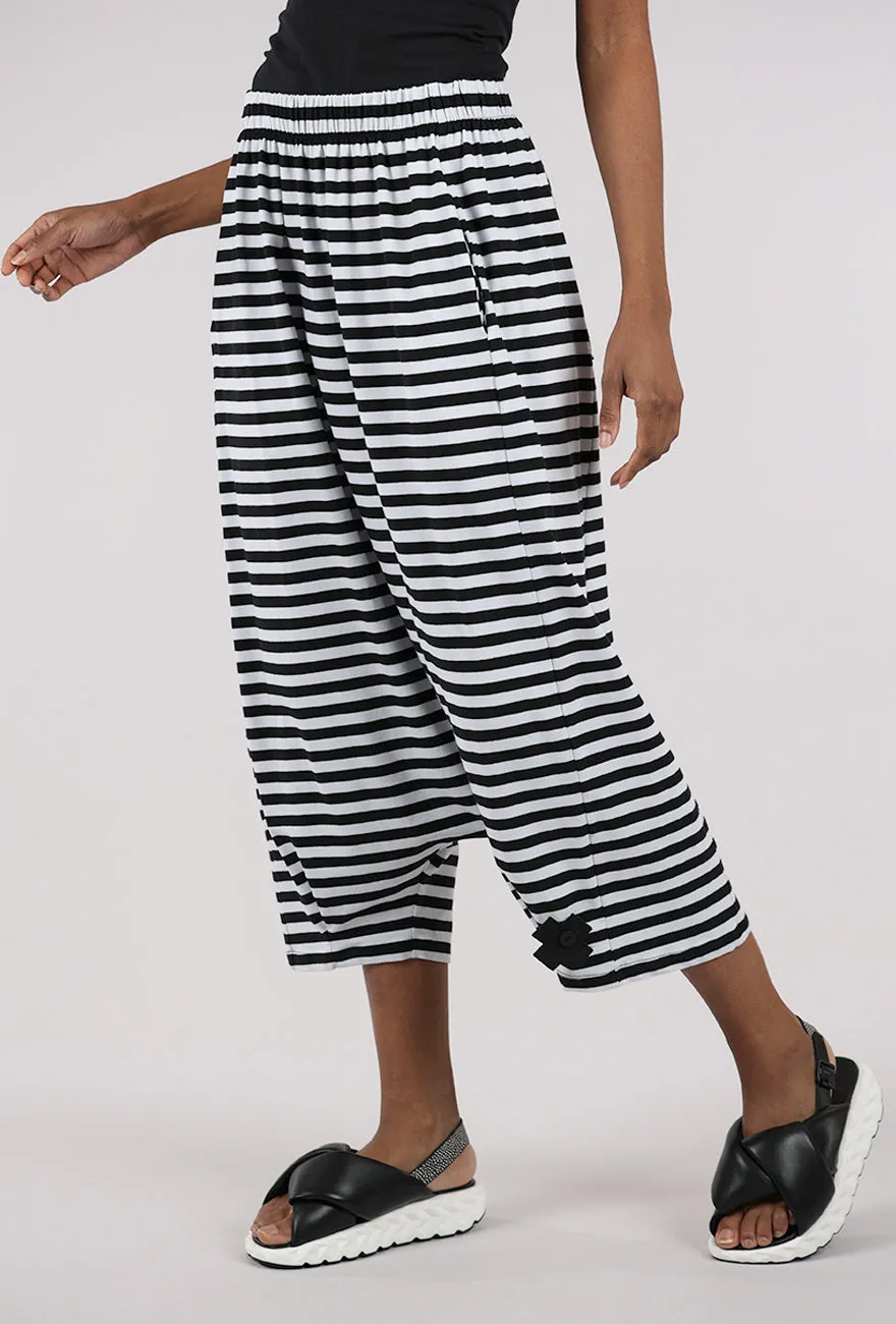 A Baggy Stripe Pant, Black/White Cozy Waist