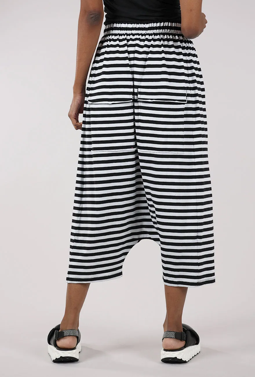 A Baggy Stripe Pant, Black/White Cozy Waist