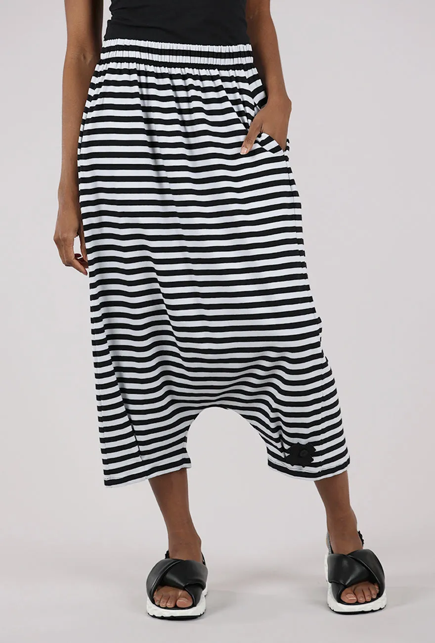 A Baggy Stripe Pant, Black/White Polished Look Button front