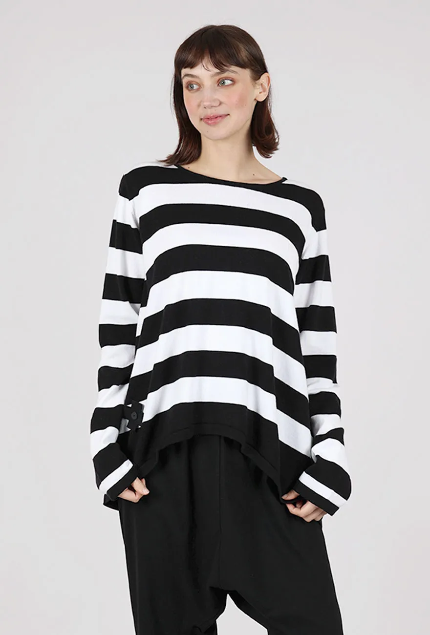 A Ringlet Sweater, Black Stripe pocketed style Long Length