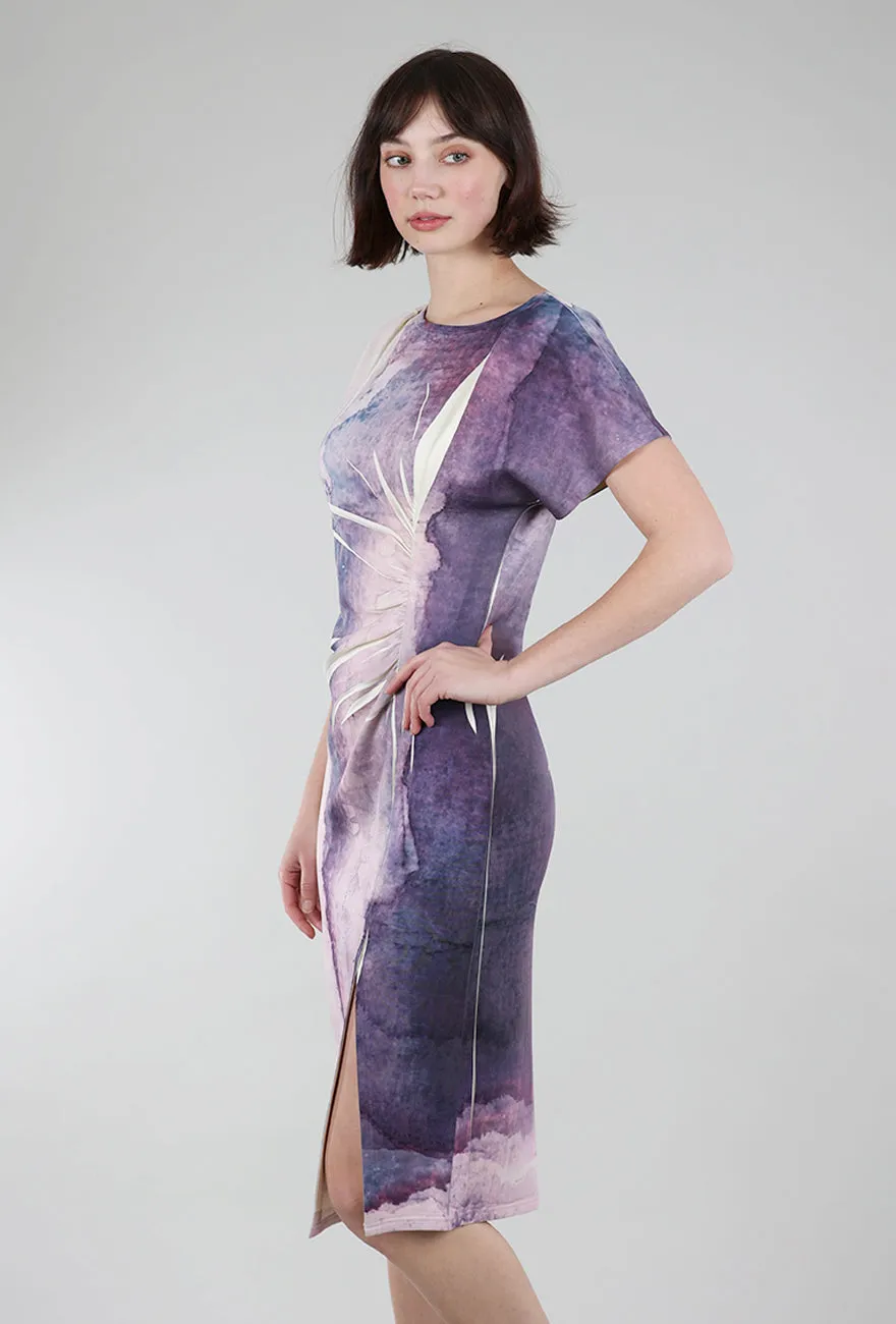 Abstract Scuba Dress, Mauve Fashion Garments