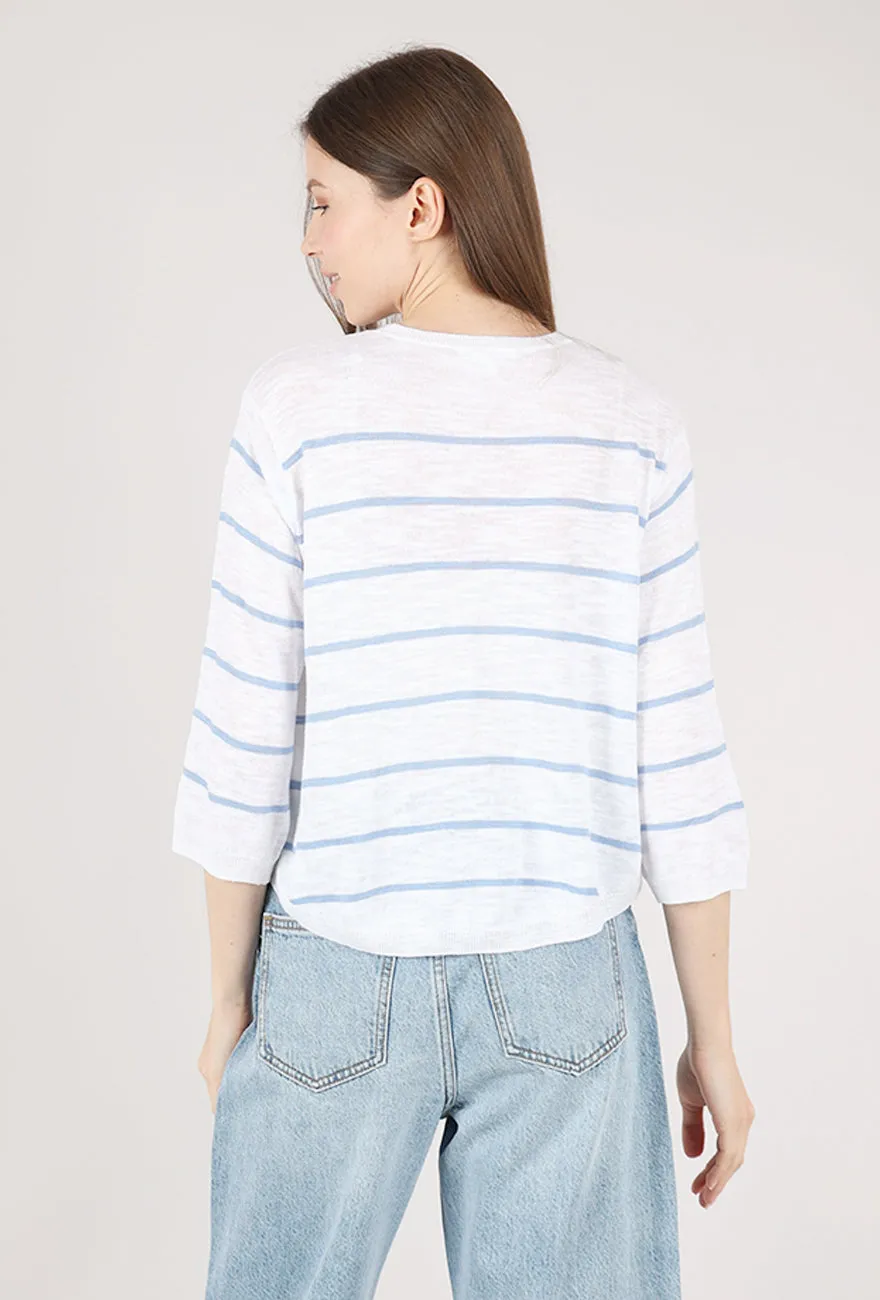 Abyss Sweater, Ocean/White Short Sleek