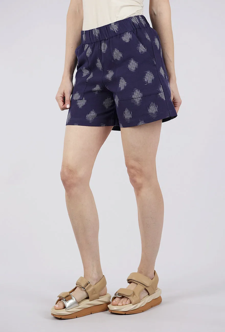 Accordion Pleats Petra Day Shorts, Dot Indigo