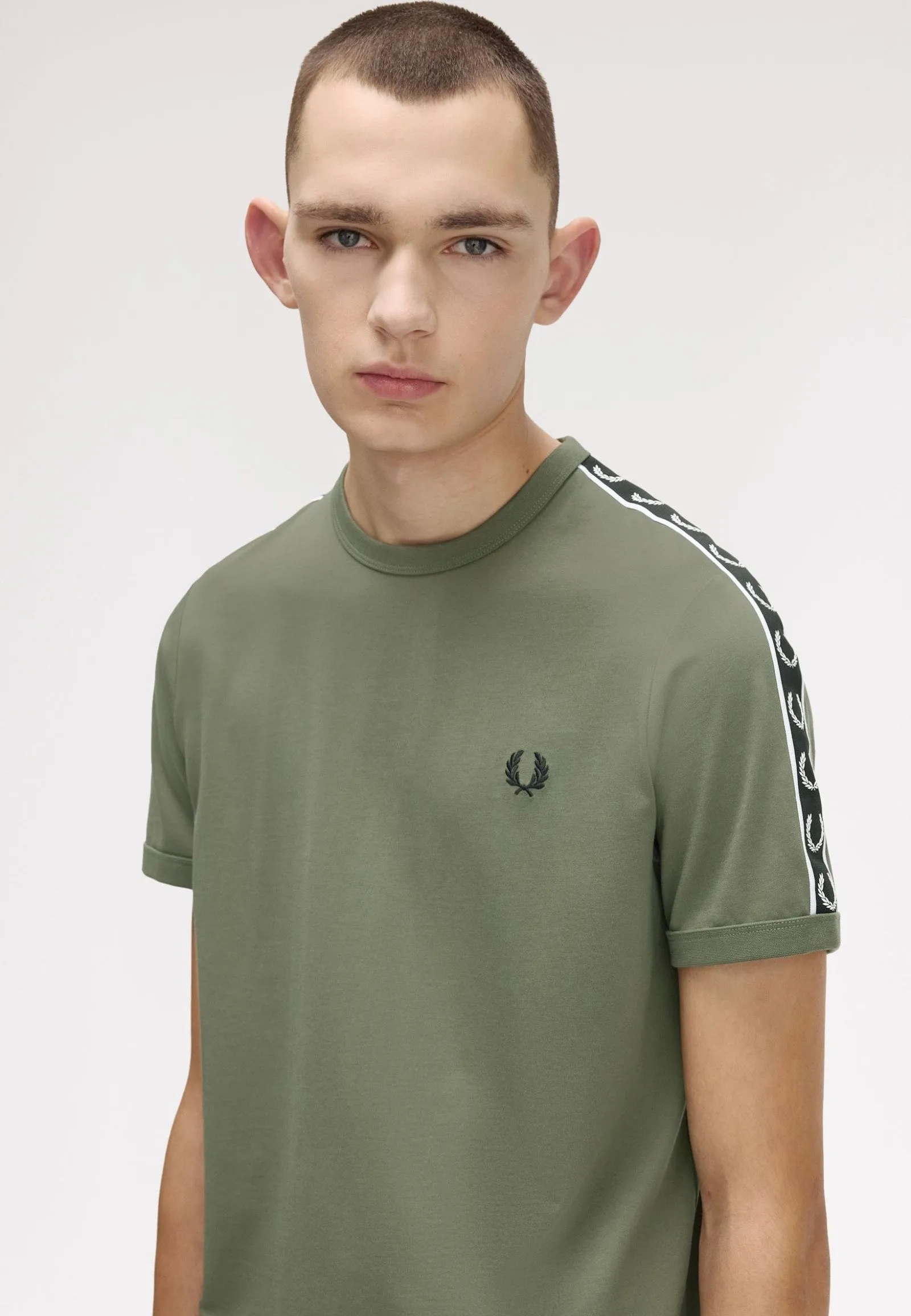 Active Flex Fred Perry - Contrast Tape Ringer Laurel Wreath Green/Black - T-Shirt