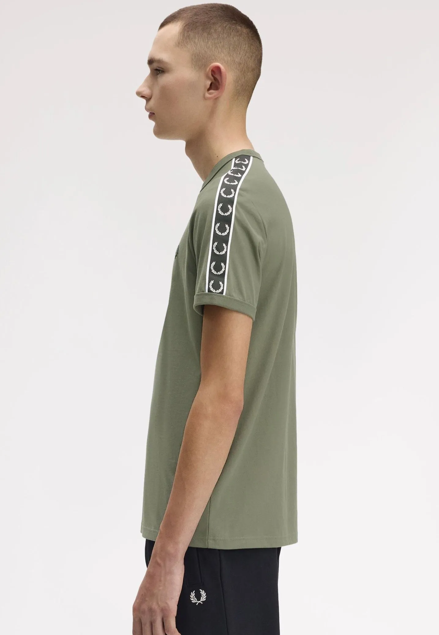 Active Flex Fred Perry - Contrast Tape Ringer Laurel Wreath Green/Black - T-Shirt