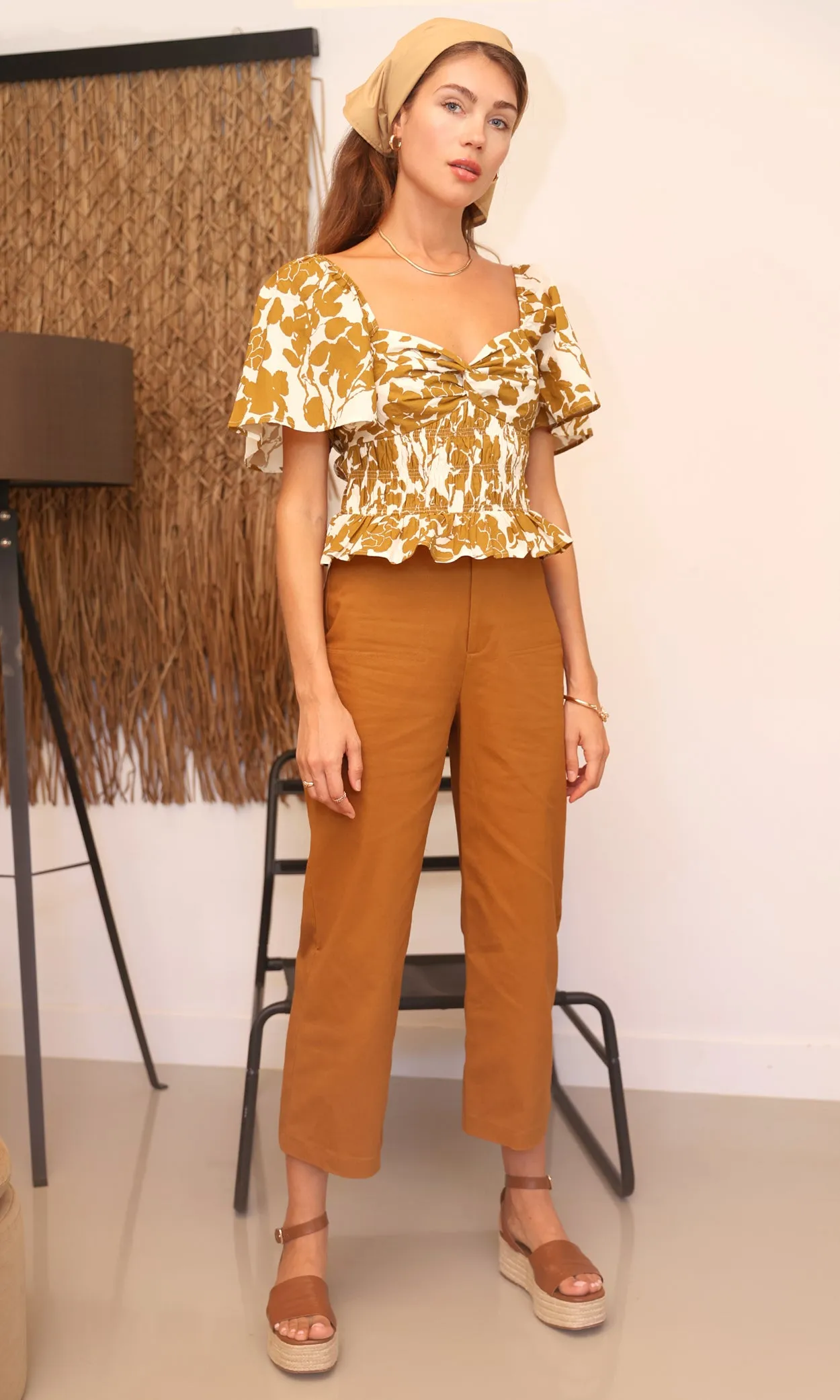 Adjustable Fit Luana High Rise Crop Straight Leg Pant