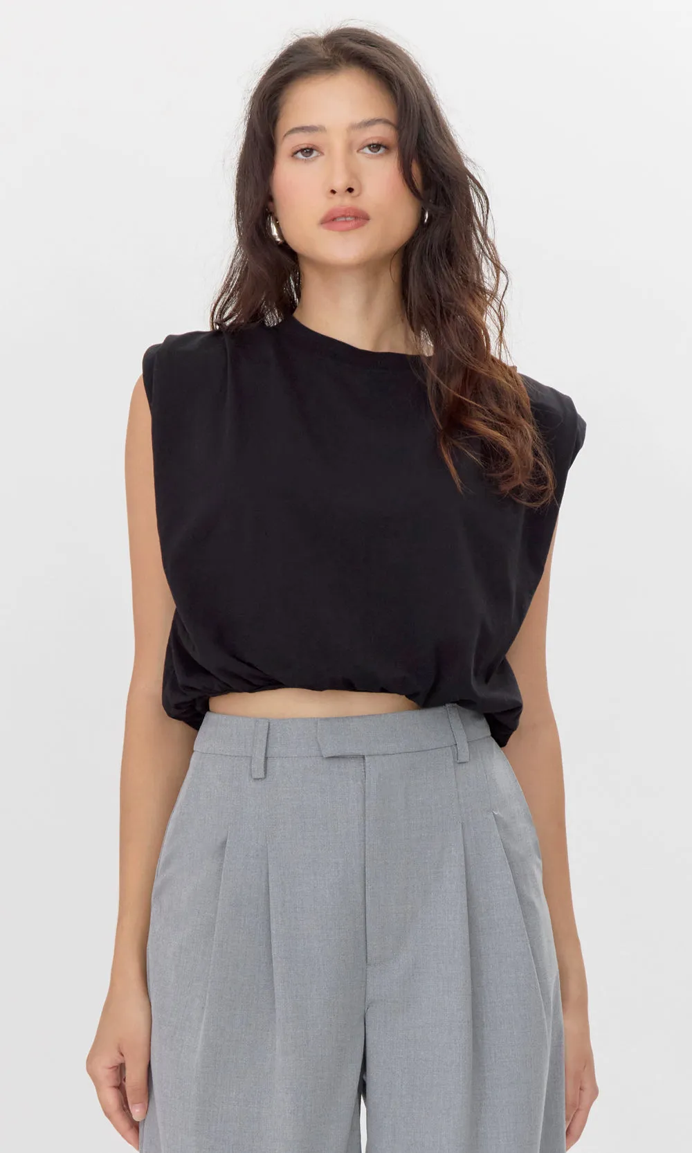 Alisa Padded Shoulder Jersey Bubble Top Classic Designs