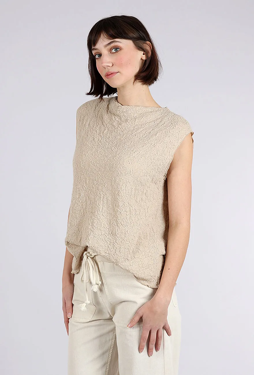 All Day Comfort Merino Bubble Wool Boxy Top, Almond Milk