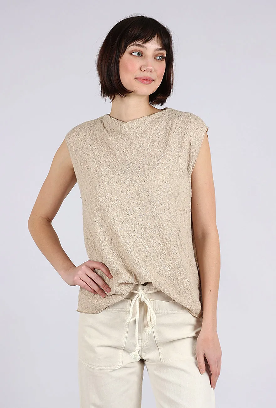 Chic Design Merino Bubble Wool Boxy Top, Almond Milk
