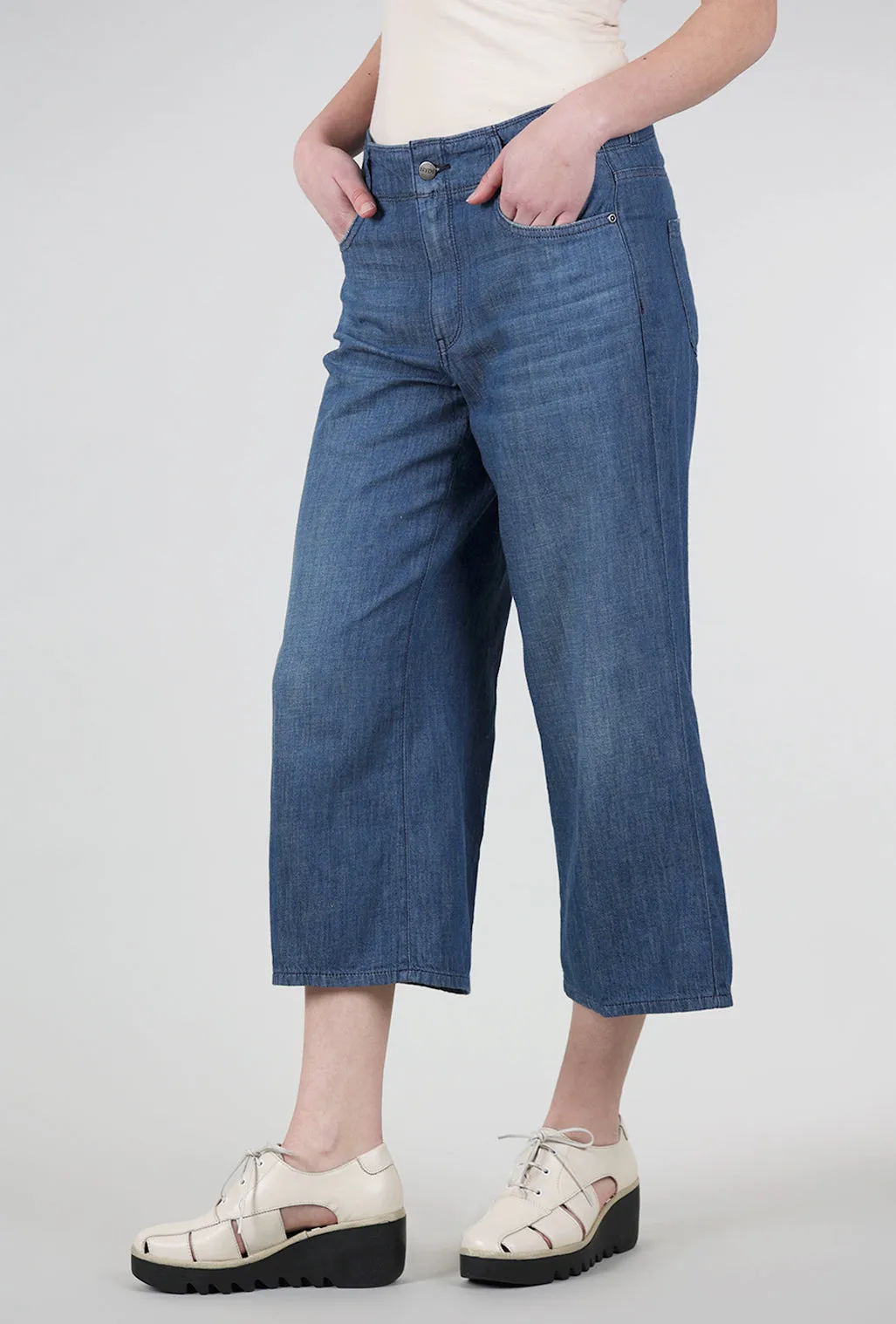 All-Day Wear Brigitte Wide-Leg Crop Jean, Mission Blue