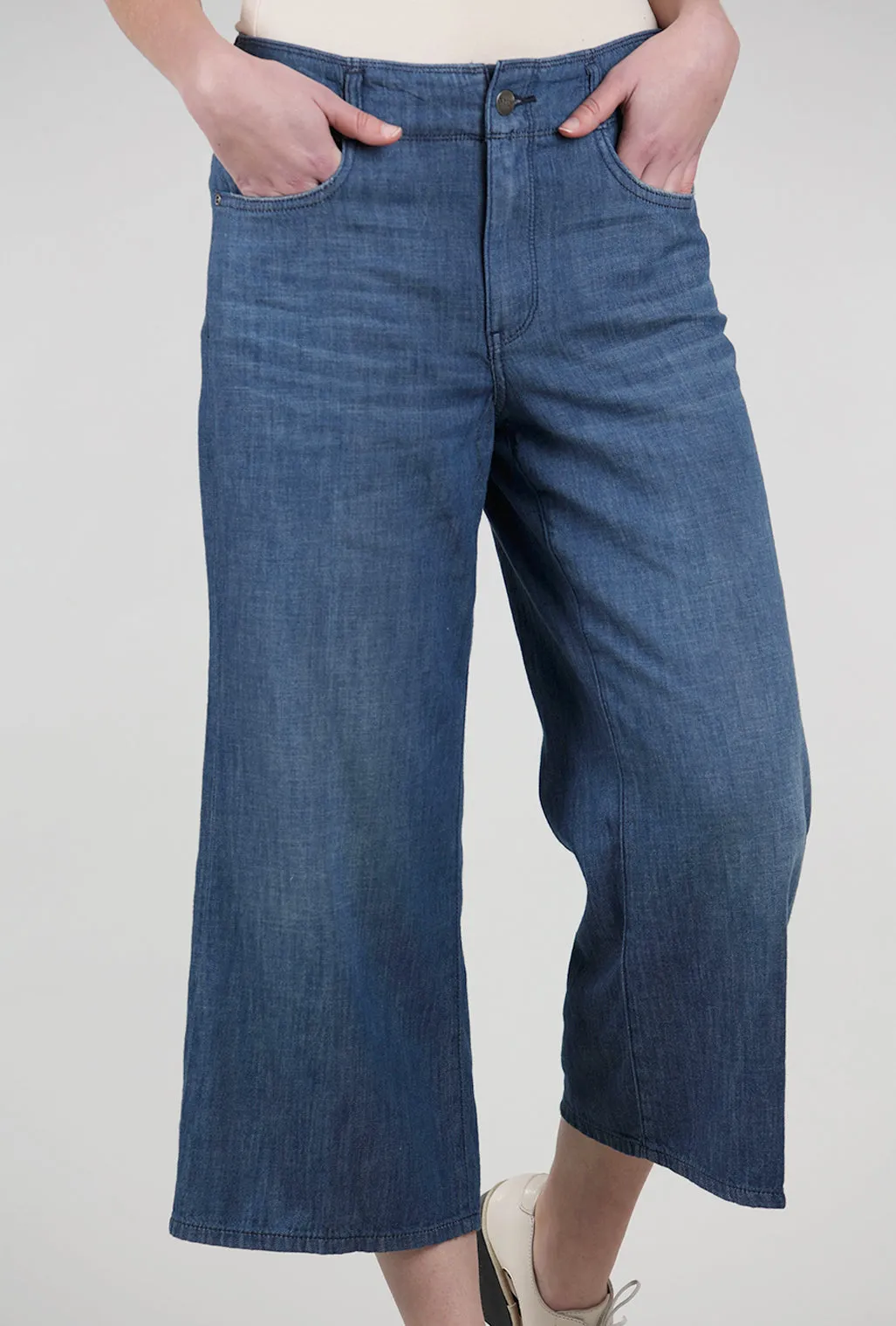 All-Day Wear Brigitte Wide-Leg Crop Jean, Mission Blue
