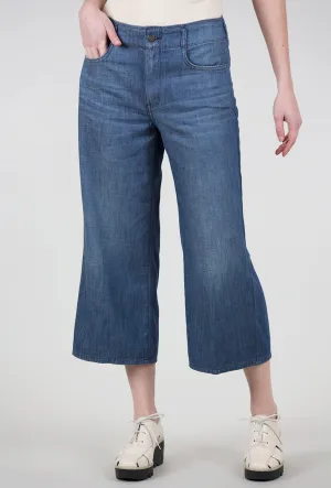clean design Versatile use Brigitte Wide-Leg Crop Jean, Mission Blue