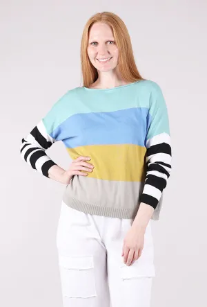 Trendy textured knit Classic knit pullover All Stripes Sweater, Titanium/Charcoal
