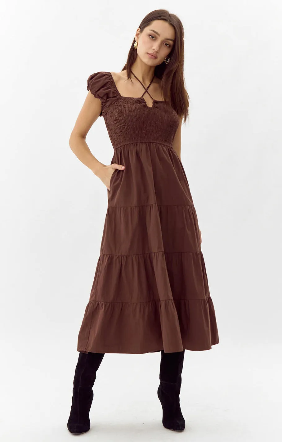 Allista Poplin Smocked Midi Dress Cool Outfit