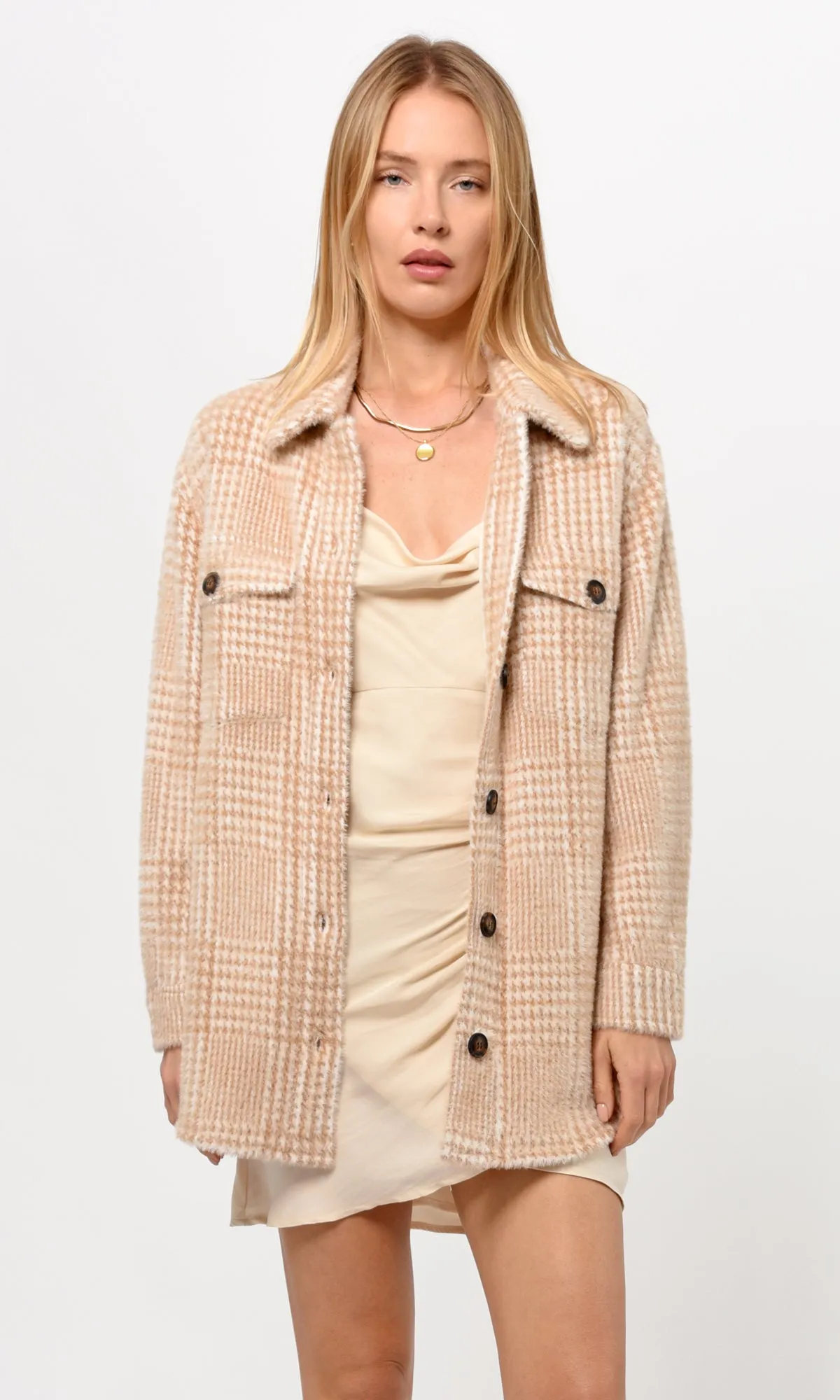 Aly Glenplaid Cozy Soft Shirt Jacket G2211J1600