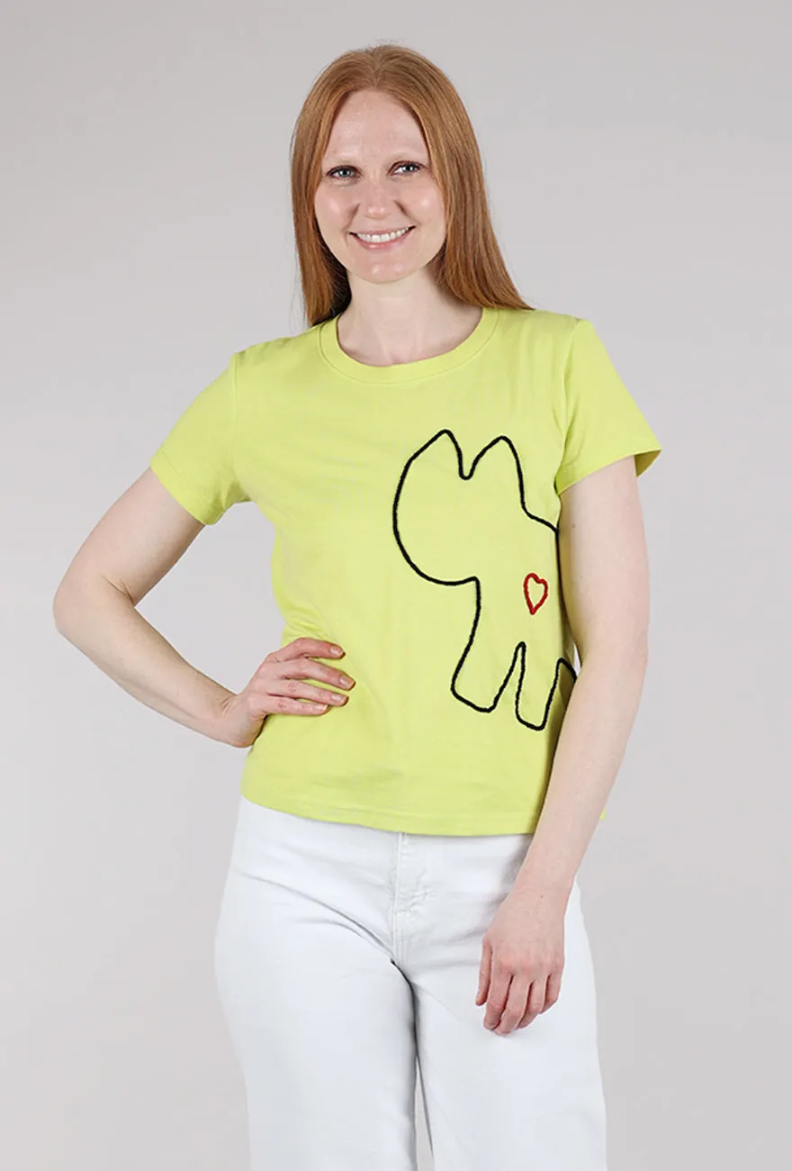 Gym workout Amiga Hand-Embroidered Tee, Lime