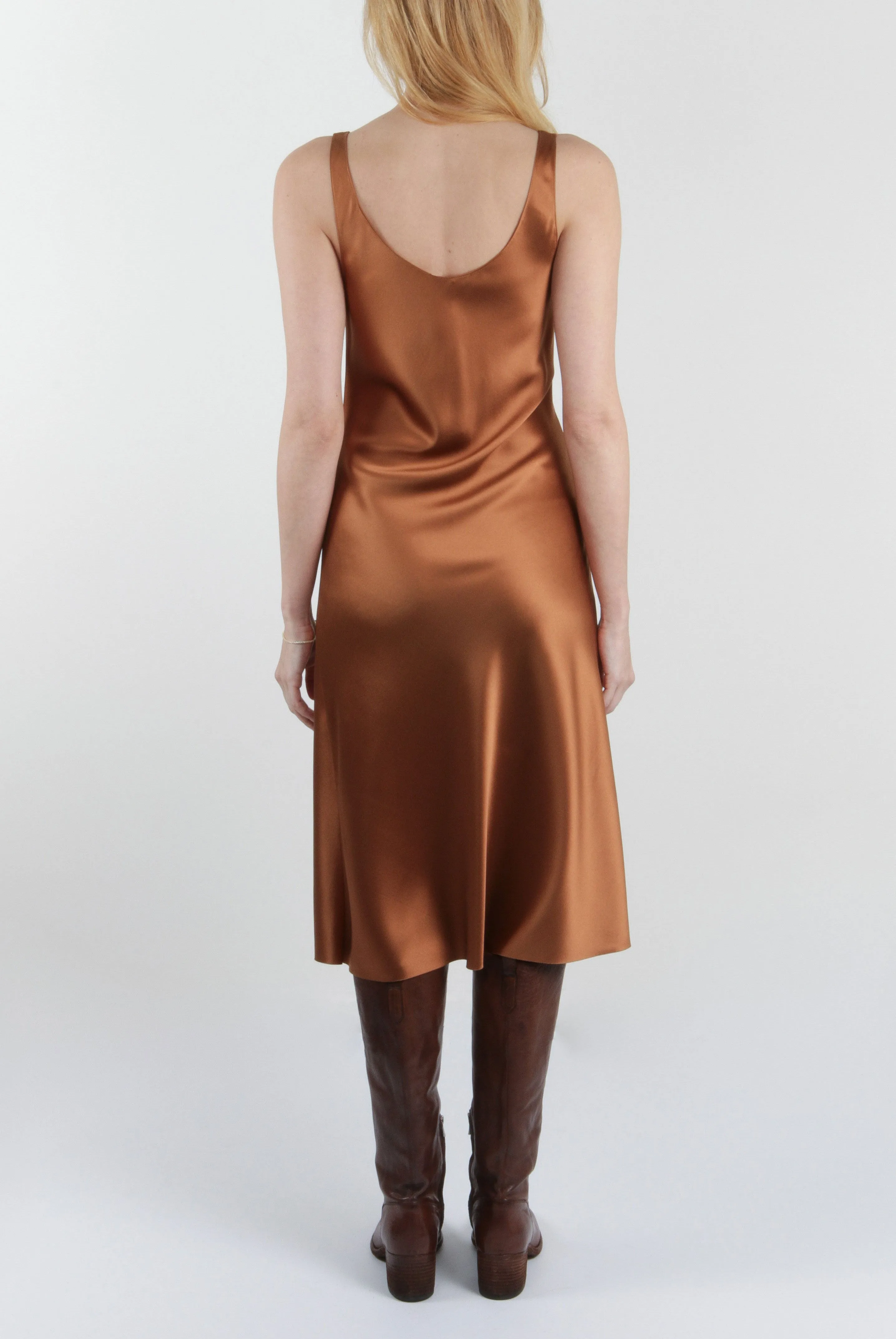 Anabella Bronze Dress Box Pleats