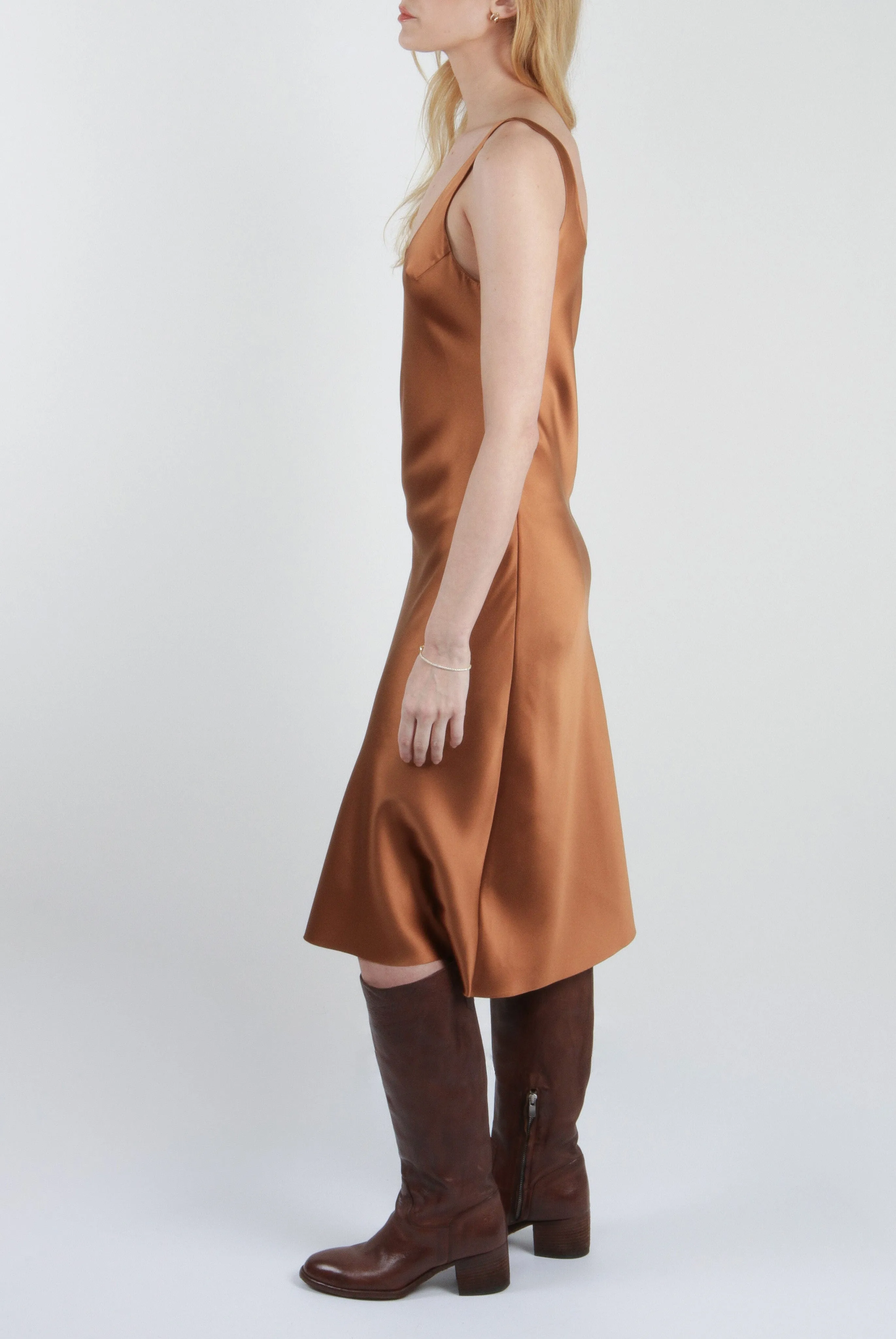 Anabella Bronze Dress Box Pleats