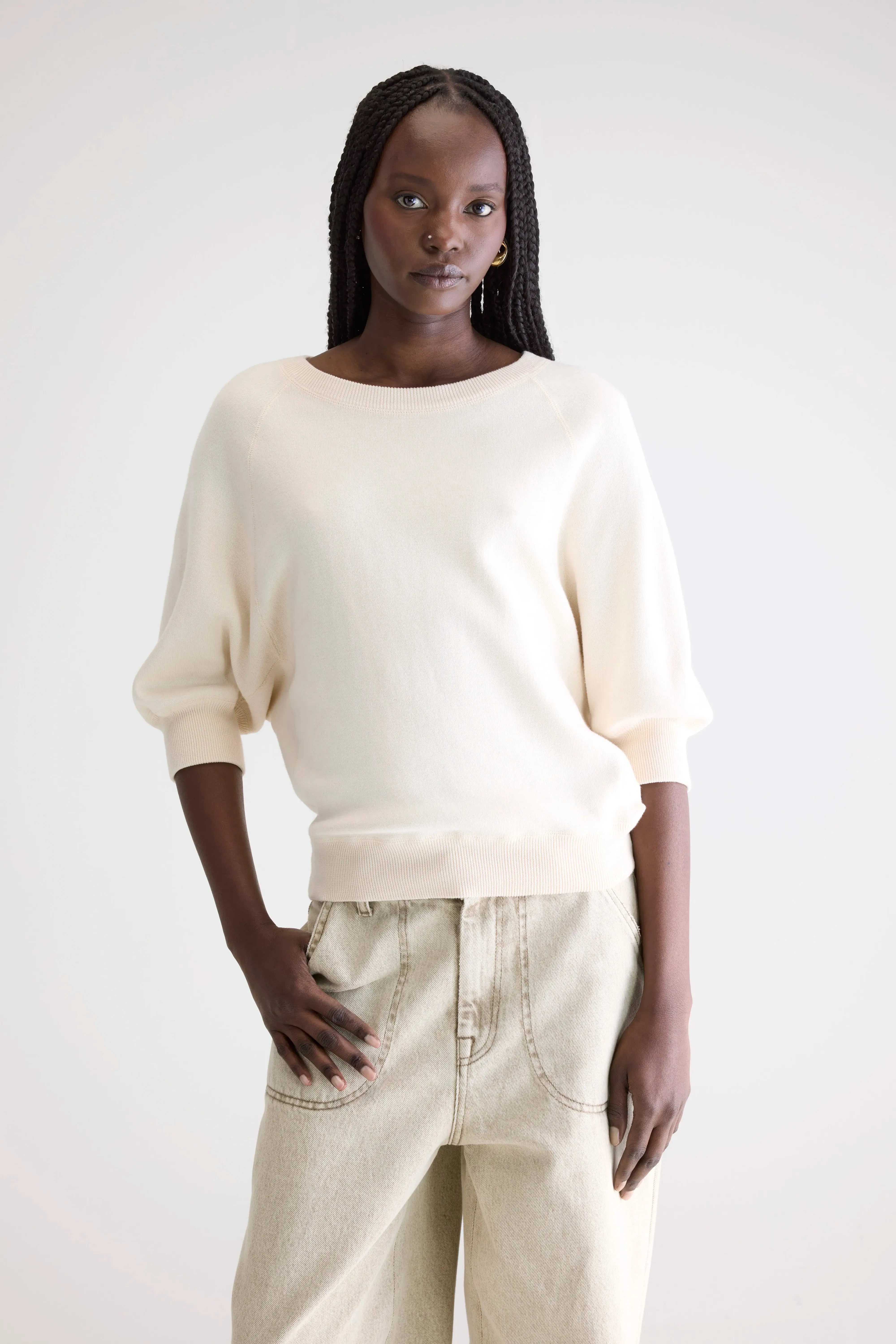 Anglet crew-neck sweater (242 / W / MILKY WAY) Fresh Trend