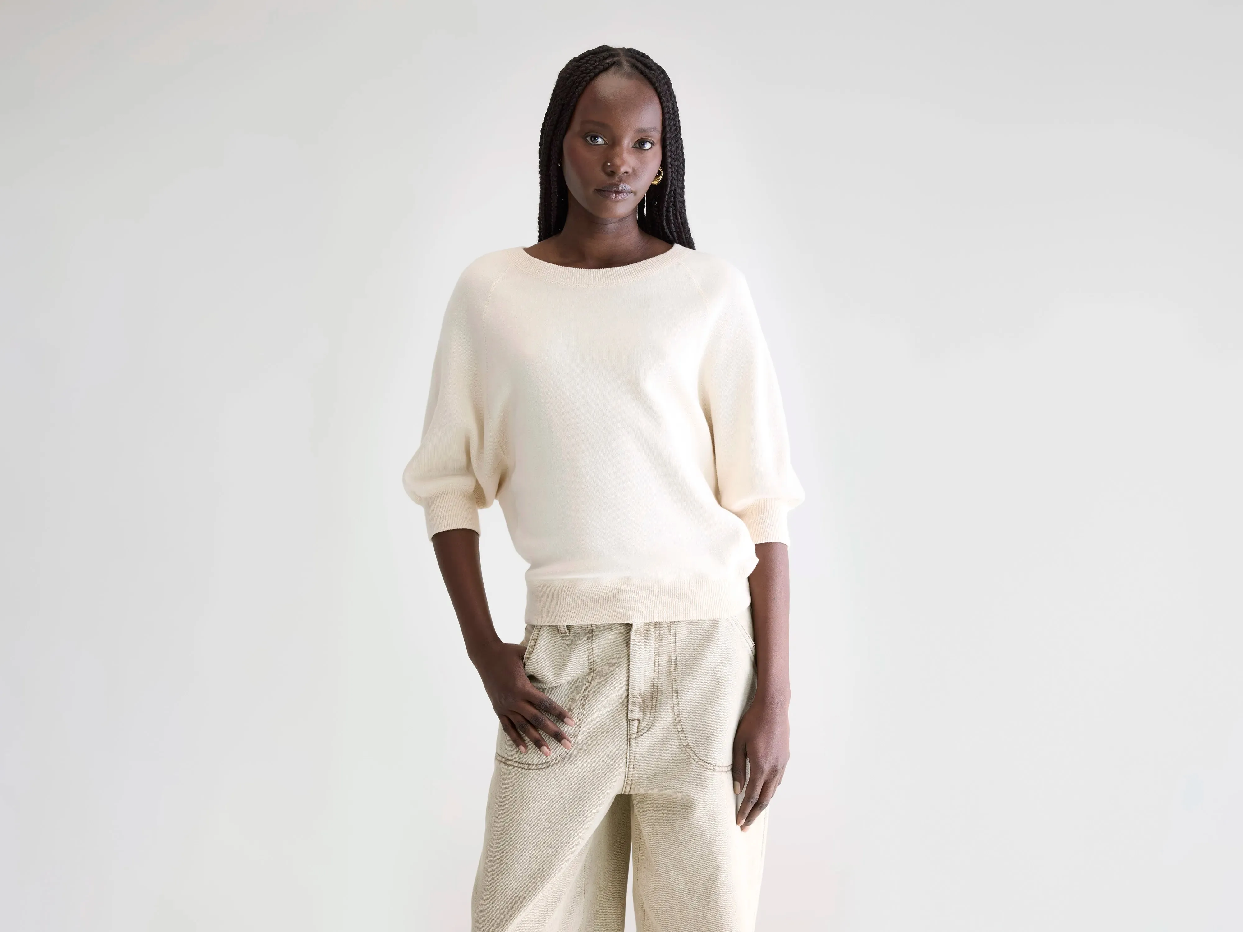 Anglet crew-neck sweater (242 / W / MILKY WAY) Moisture-wicking