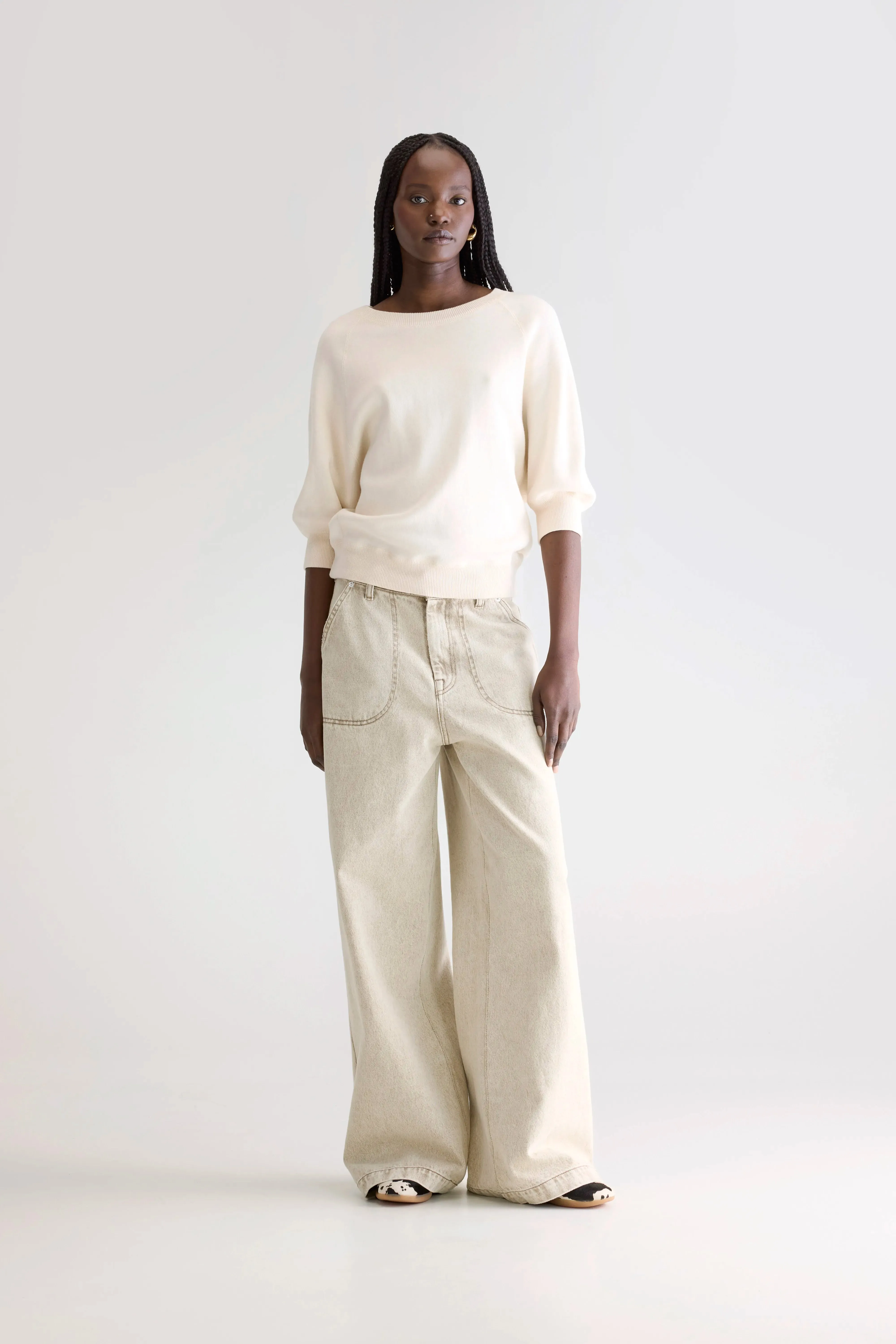Anglet crew-neck sweater (242 / W / MILKY WAY) Fresh Trend