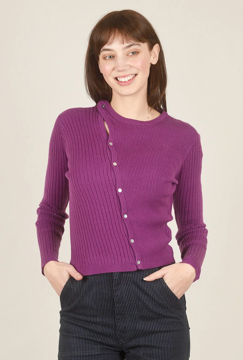 Winter office attire Timeless office sweater Taya Top, Grape Wine