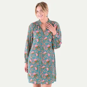 Aqua Pink Bohemian Floral Party Dress Bride Friend Cozy Feel