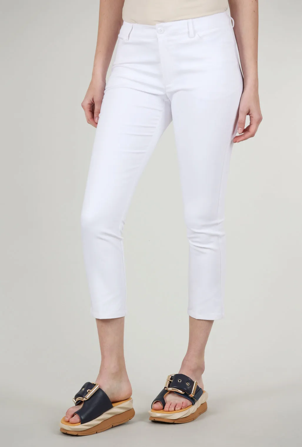 Aria Slim Crop Pant, White Practical Fit