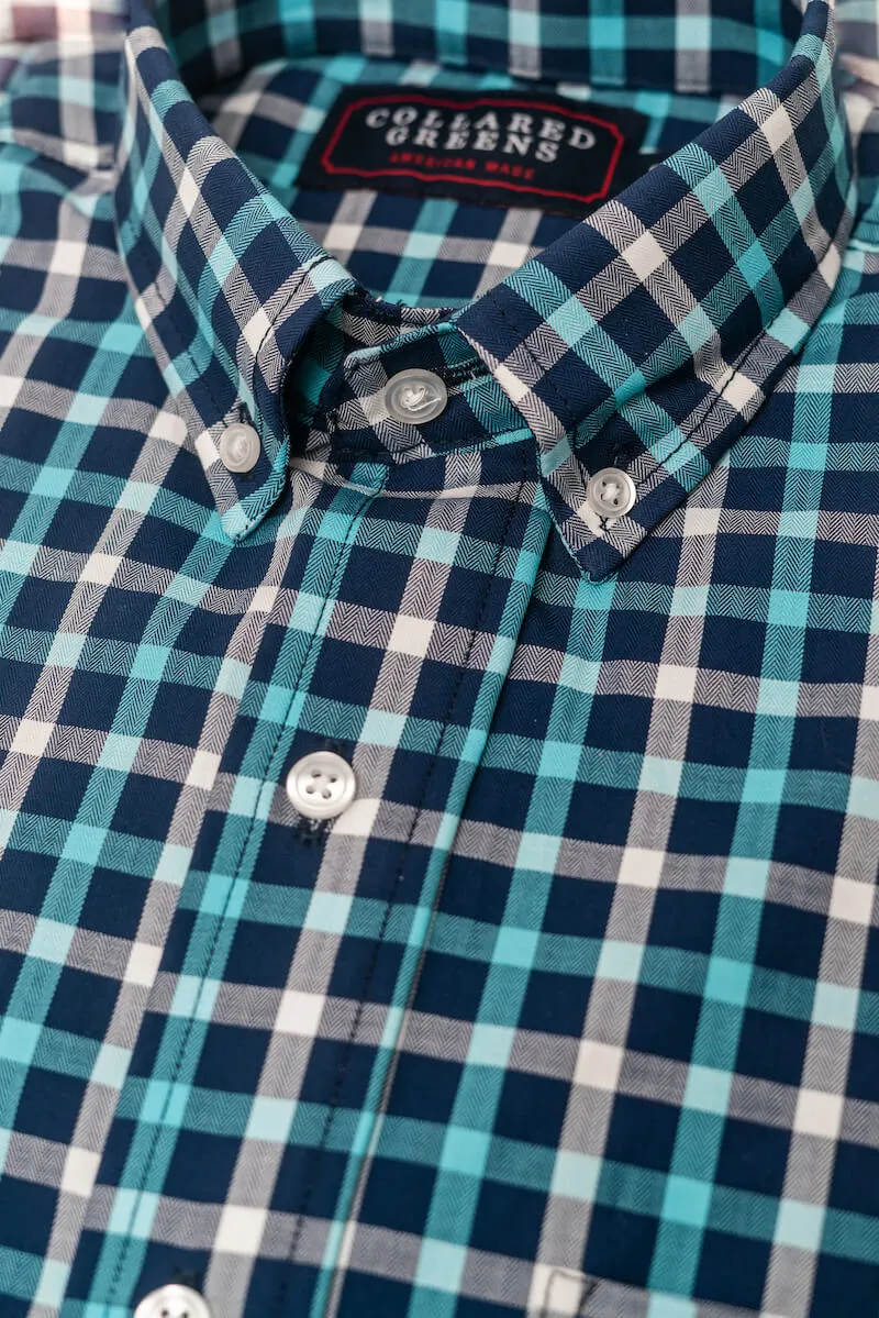 Arlington: Brookline Button Down Shirt - Turquoise/Navy (S & M) Daily Essential Fashion-forward wear