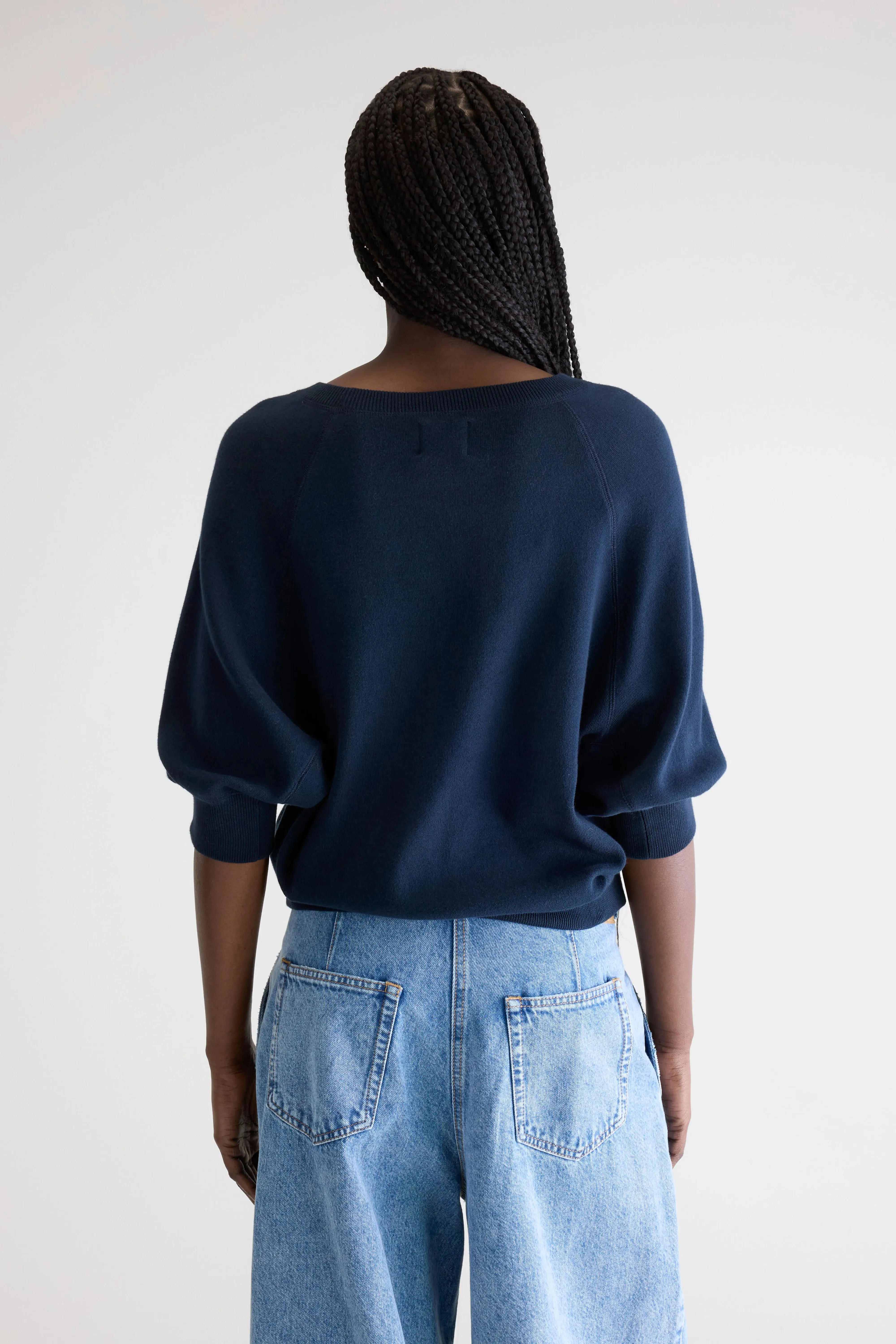 Arm flattering Anglet crew-neck sweater (242 / W / NAVY)