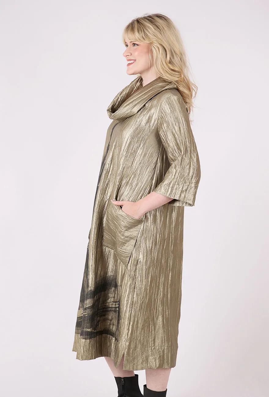 Artful Shimmer Dress, Golden Everyday Wear