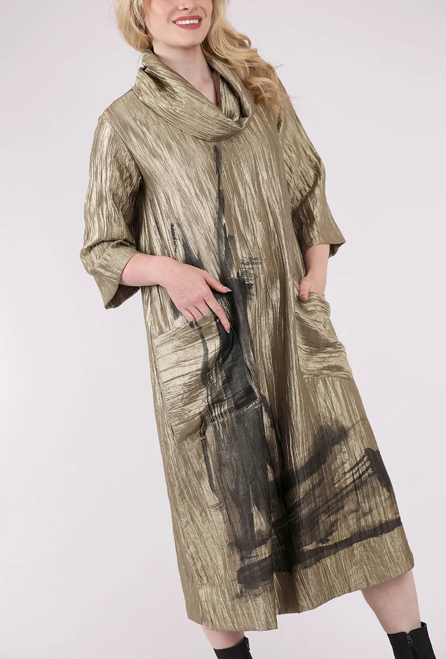Artful Shimmer Dress, Golden Everyday Wear