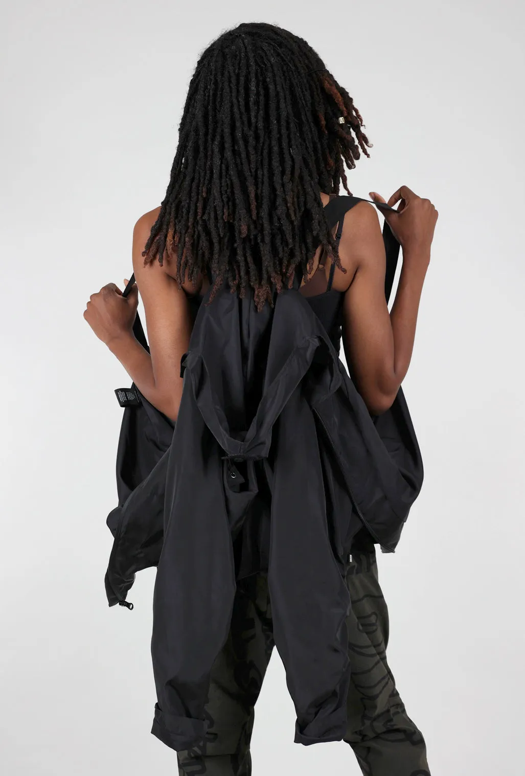 Asymmetrical hem Check The Back Jacket, Black