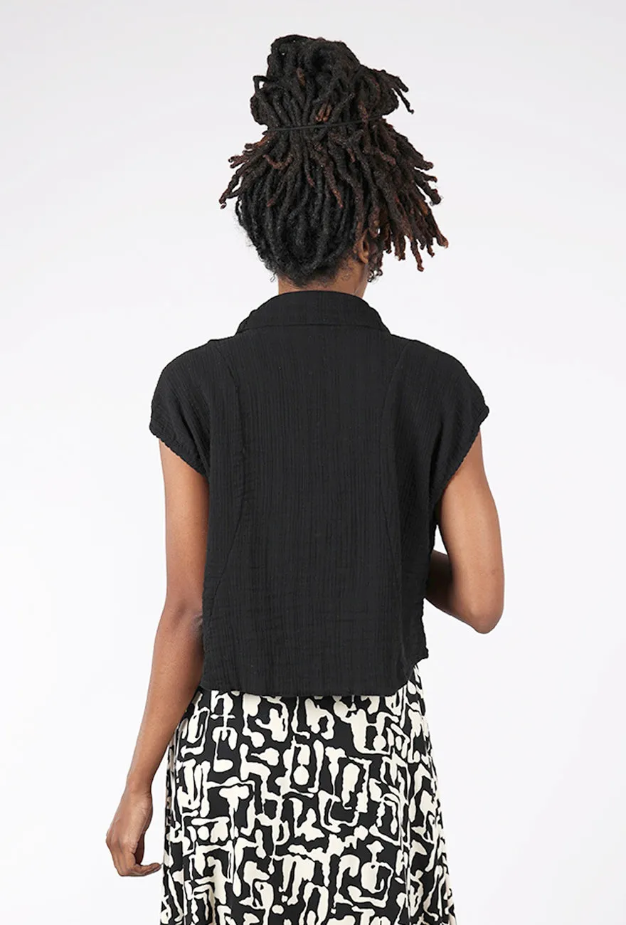 Athena Topper, Black Soft Texture