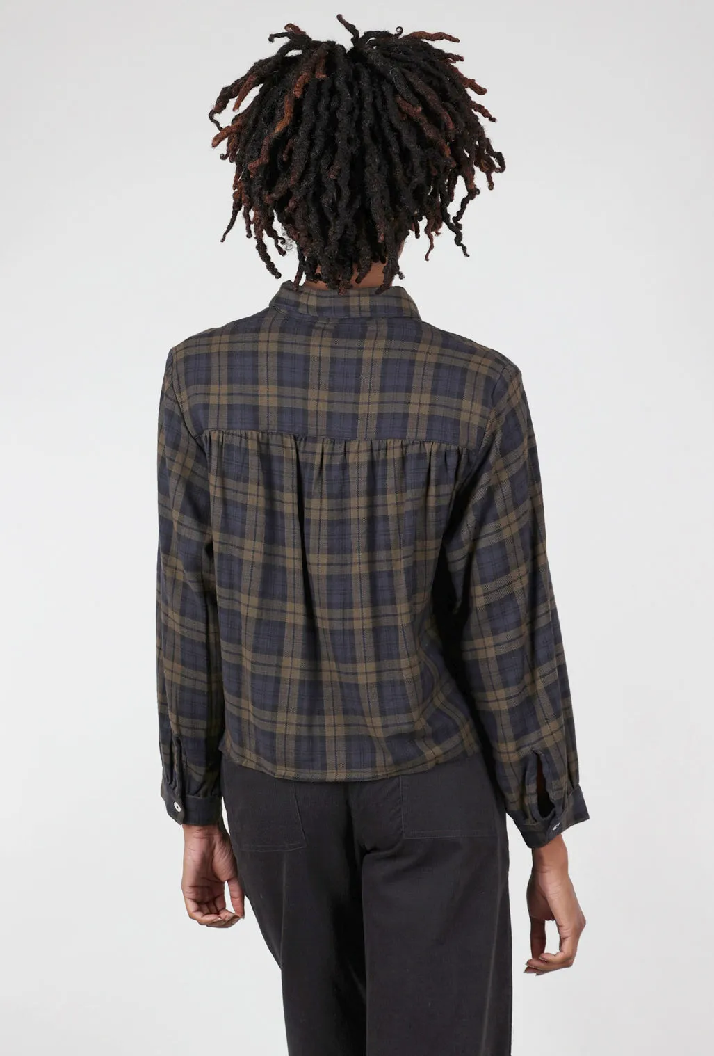 Athletic Fit Ada Crop Blouse, Flannel Check