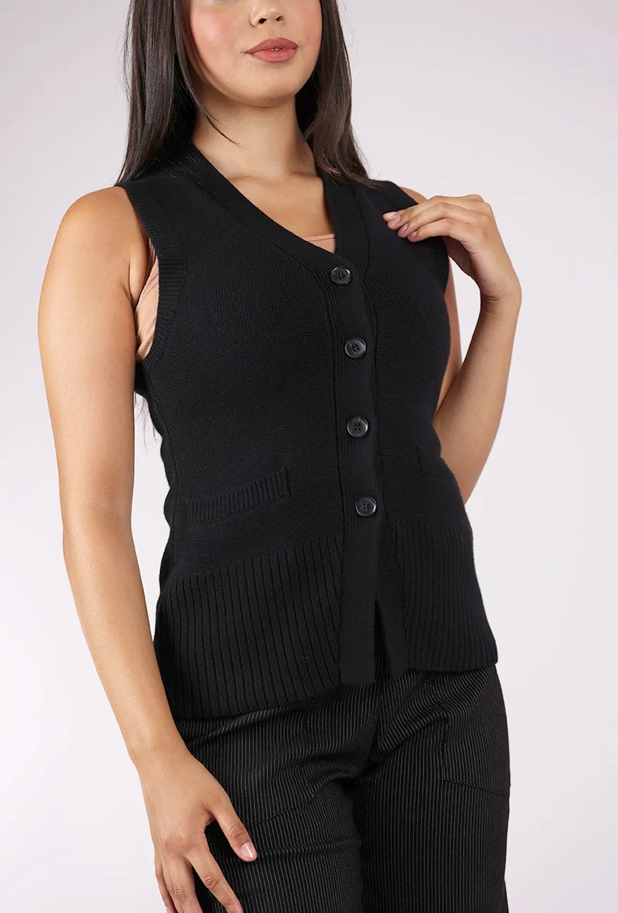 Audra Vest Cardie, Noir Jacquard Exquisite