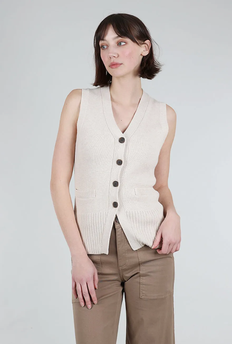 Woolen winter layer Casual knit pullover Audra Vest Cardigan, Soft Dove