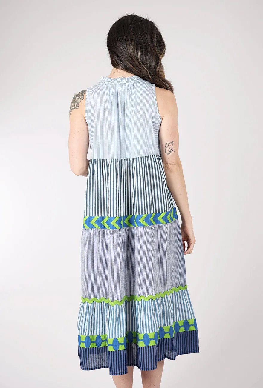 Audrey Handloom Dress, Blue Multi Contemporary Look