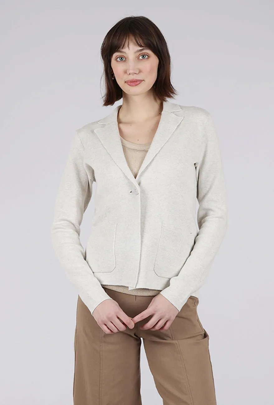 Back Rib Knit Blazer, Champagne Elegant Style Viewpoint