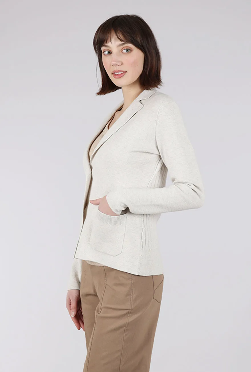 Back Rib Knit Blazer, Champagne Plush Luxe