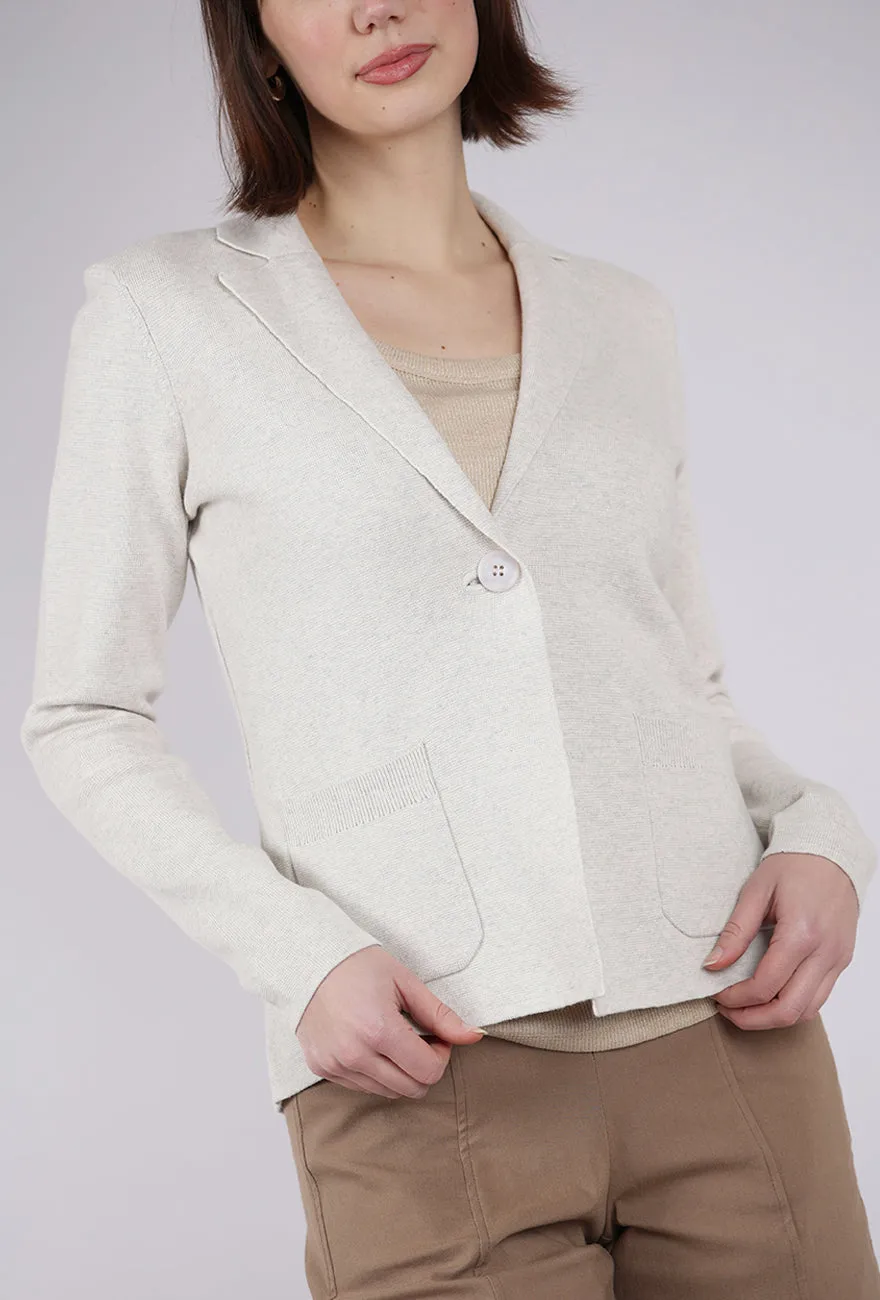 Back Rib Knit Blazer, Champagne Plush Luxe