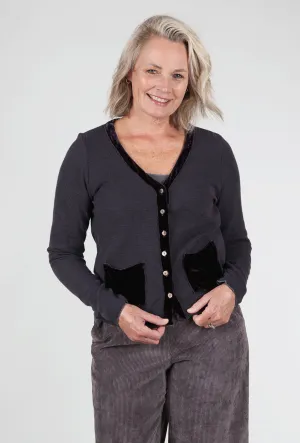 Marble Knit Velvet Pocket Sweater, Anthracite Versatile weekend sweater