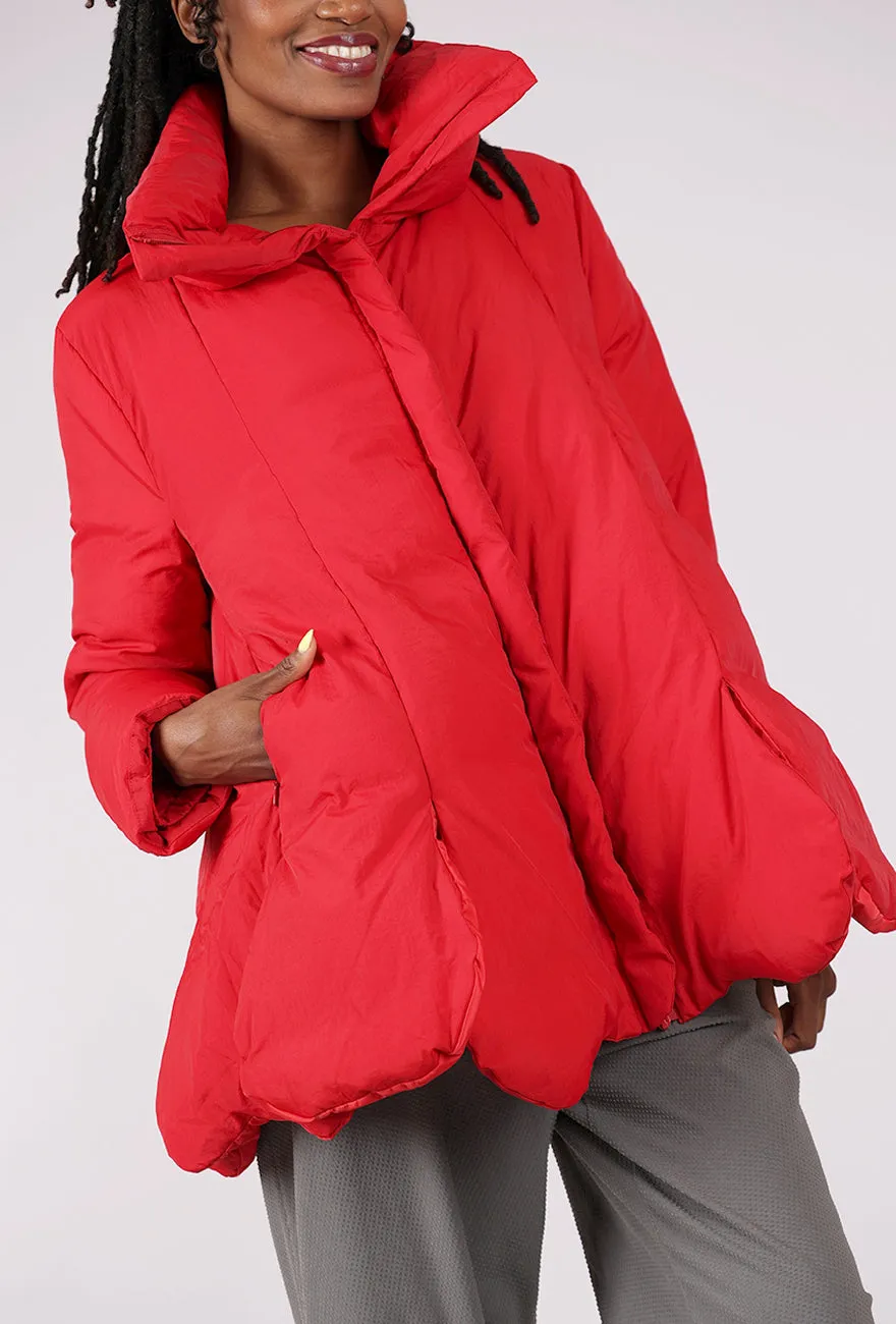 Bell - bottom style Petal Puffer Swing Jacket, Rose