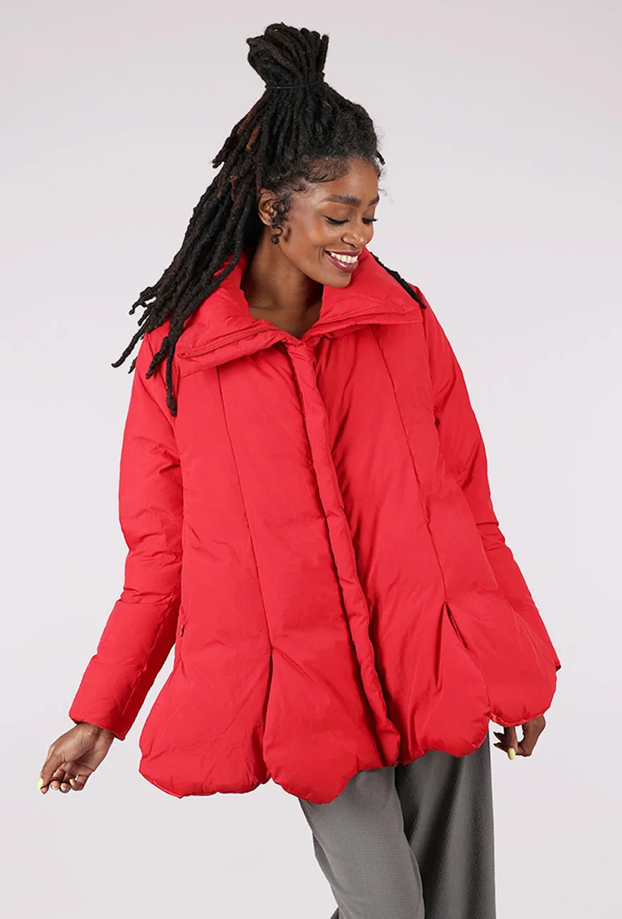 Petal Puffer Swing Jacket, Rose Daily Wear Statement Outerwear